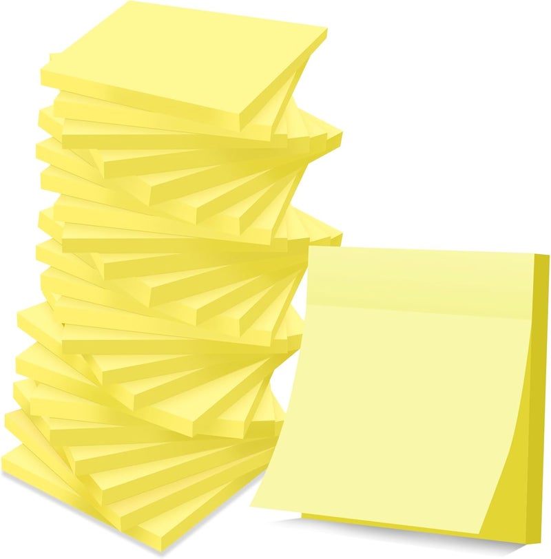 YEECOK (24 Pack) Sticky Notes 3x3 in Yellow, Clean Removal, Recyclable, Self-Stick Pads, Easy to Post for Home, Office, Notebook - Image 1